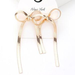 Charming, Textured, Bow Chain Earrings.